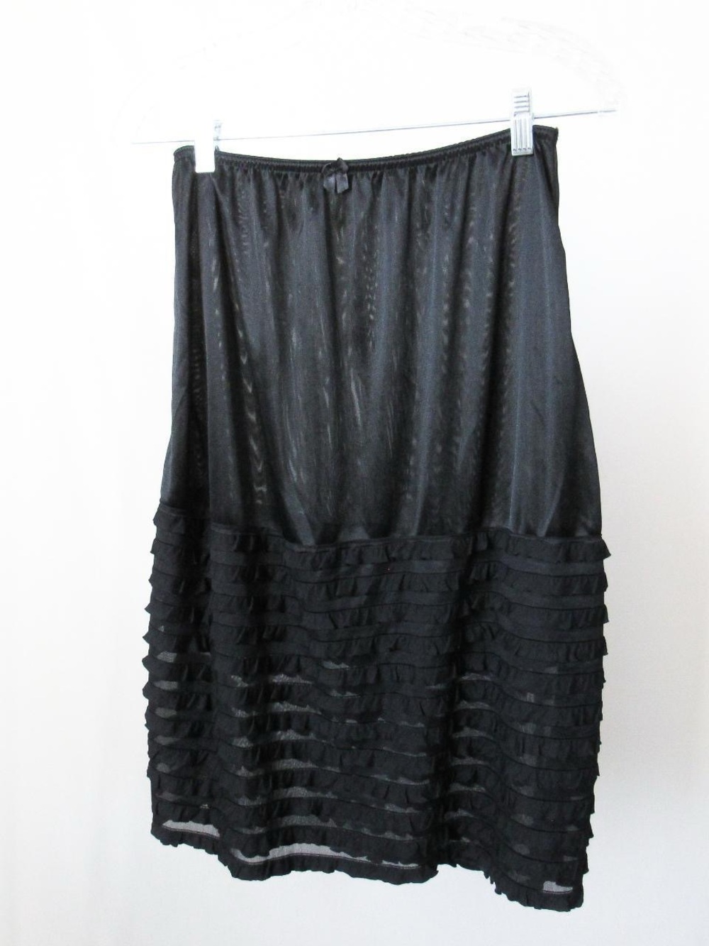 VTG Black Tiered Ruffle Slip Skirt -L